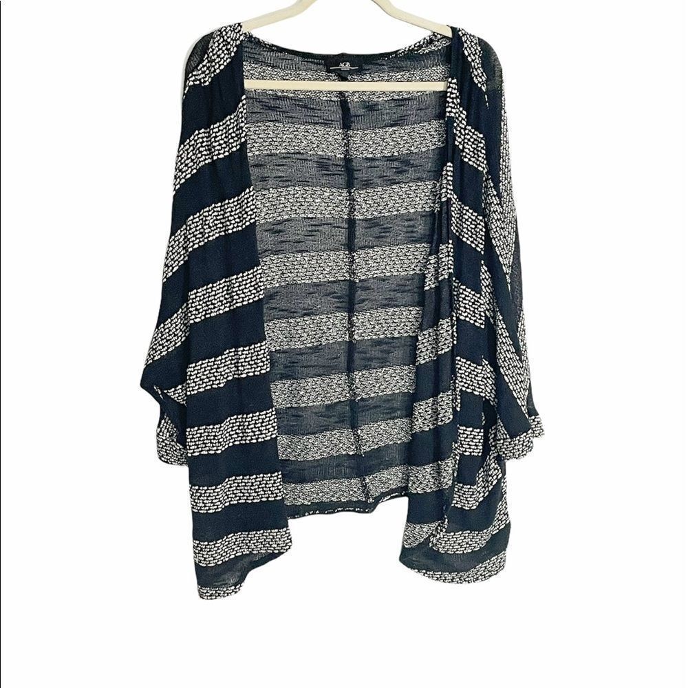 🟢AGB Woman Striped 3/4 Sleeve Open Front Cardigan 3XL